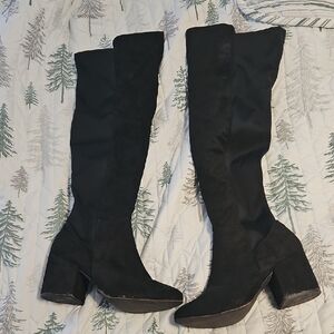 Black Suede Knee High Boots